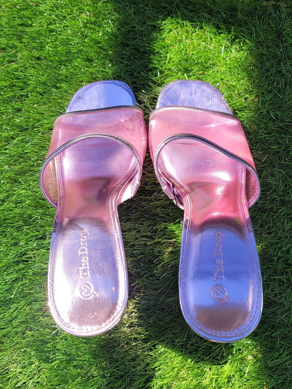 NWB, The Drop Iridescent Pink Slide Mules